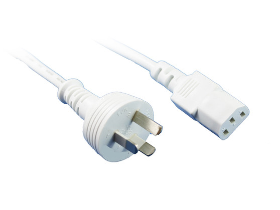 1M White IEC C13 Power Cable