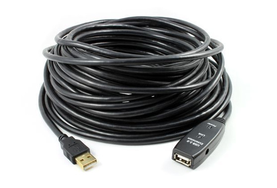 20M USB 2.0 Active Extension Cable with DC Jack