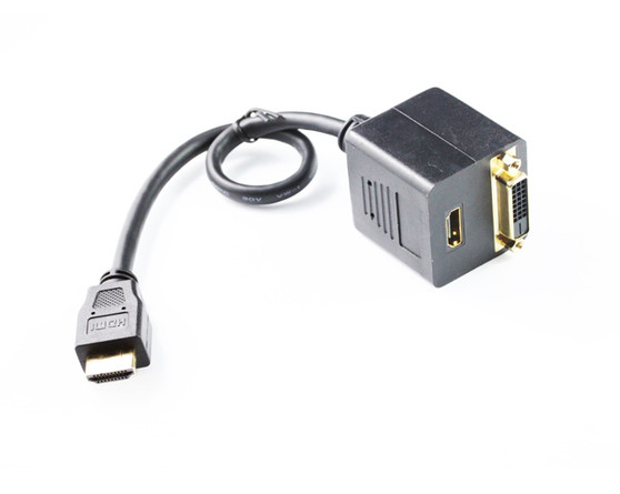 25CM HDMI to HDMI & DVI Splitter Cable