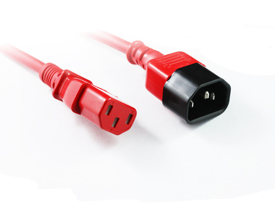 2M Red IEC C13 to C14 Power Cable