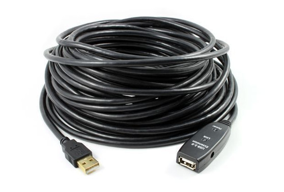 10M USB 2.0 Active Extension Cable with DC Jack