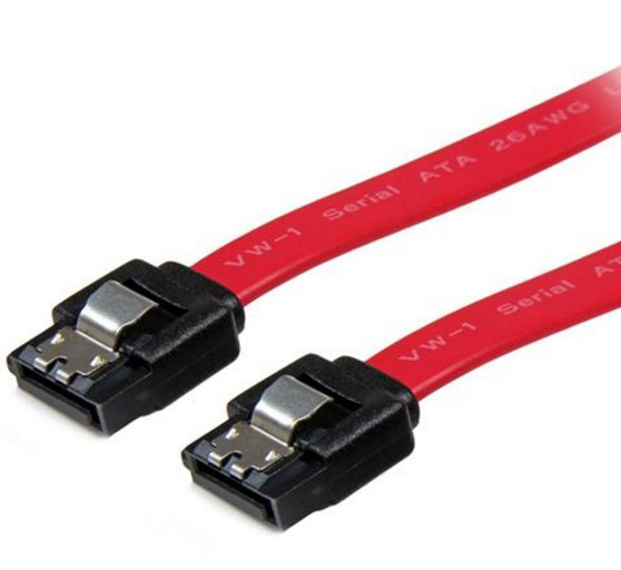 SATA3.0 Data Cable 30cm 7 pins Straight to 7 pins Straight with Latch Red Nylon Jacket