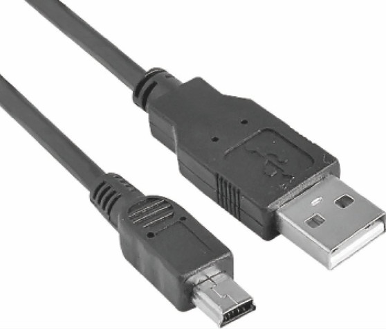 USB 2.0 Cable 30cm - Type A Male to Mini B 5 pins Male Black Colour