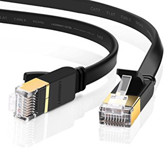 3m Black 10GbE Shielded CAT7 Network Cable - Flat 3m Black 10GbE Shielded CAT7 Network Cable - Flat