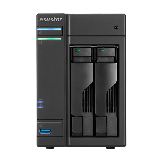 ASUSTOR AS6102T 2-Bay NAS, Dual-Core, 2GB DDR3L, GbE, USB 3.0, eSATA, HDMI, WoL, AES-NI