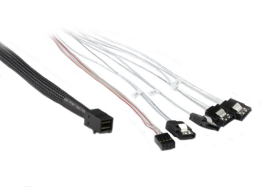 100CM Mini SAS HD to 4 x SATA Cable with Side Band