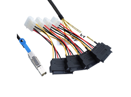 50CM MiniSAS HD To 4xSAS29F With 4 x Molex Power