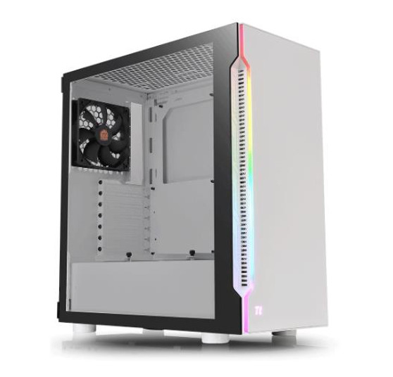 ATX Mid Tower: H200 TG RGB Snow Case Tempered Glass, 1x 120mm Fan, USB