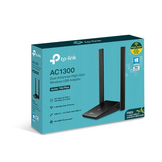 TP-Link Archer T4U Plus AC1300 Dual Antennas High-Gain Wireless USB Ad