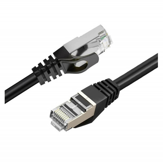 CAT7 10GbE SF/FTP Triple Shielding Ethernet Cable Black 30cm