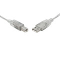 8Ware USB 2.0 Certified Cable A-B 3m Transparent Metal Sheath UL