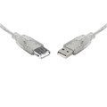 8Ware USB 2.0 Extension Cable 25cm A to A Male to Female Transparent