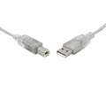 8Ware USB 2.0 Cable 0.5m (50cm) A to B Transparent Metal Sheath UL App