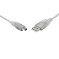 8Ware USB 2.0 Cable 1m A to Mini-USB B Male to Male Transparent