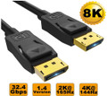 8Ware Ultra 8K DisplayPort DP1.4 3m Cable - Male to Male Gold Plated