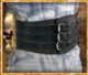 Three buckle leather kidney belt