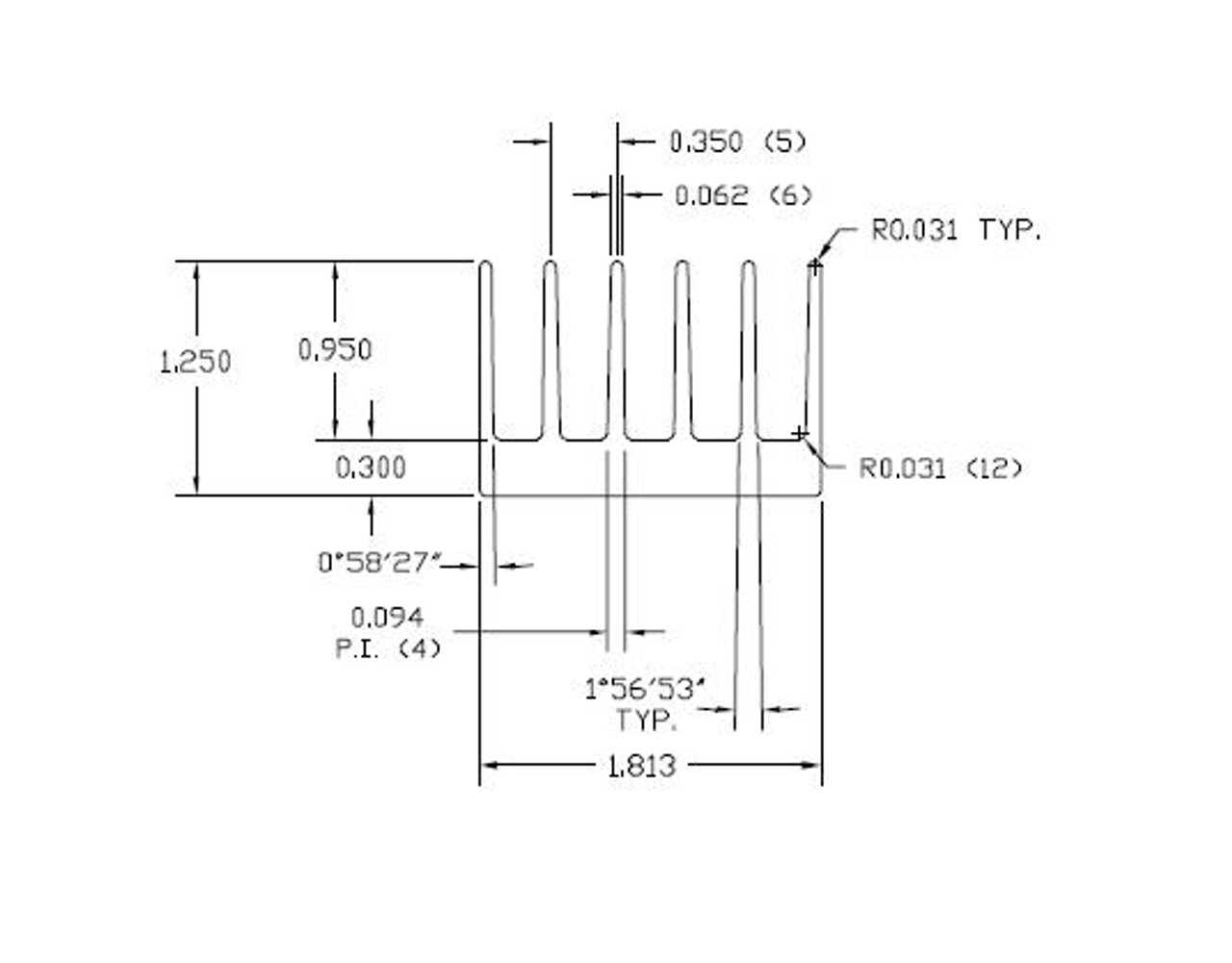 1.813" Wide Extruded Aluminum Heatsink