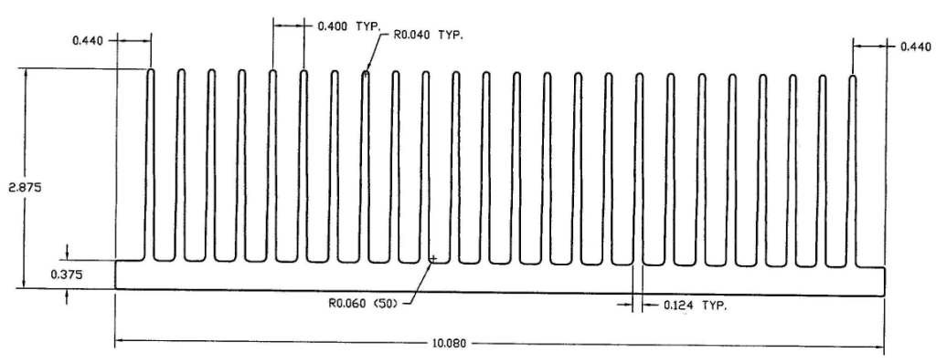 10.080" Wide Extruded Aluminum Heatsink - HeatsinkUSA