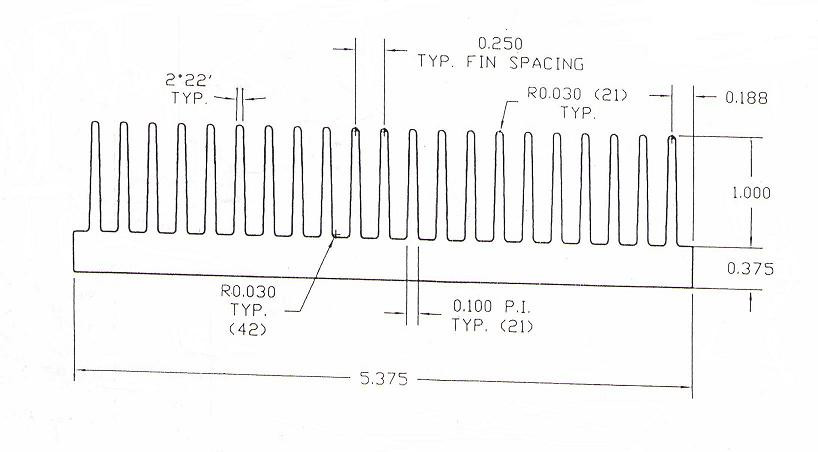 5.375" Wide Extruded Aluminum Heatsink HeatsinkUSA