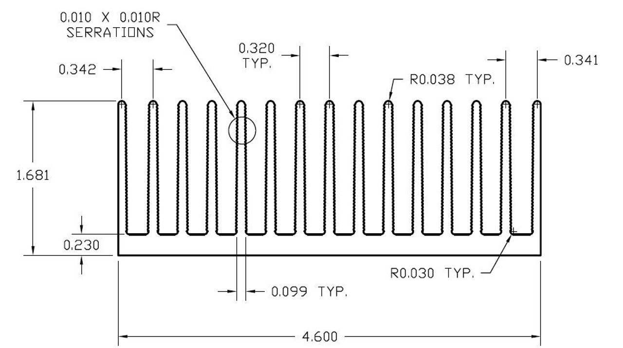 4.600" Wide Extruded Aluminum Heatsink