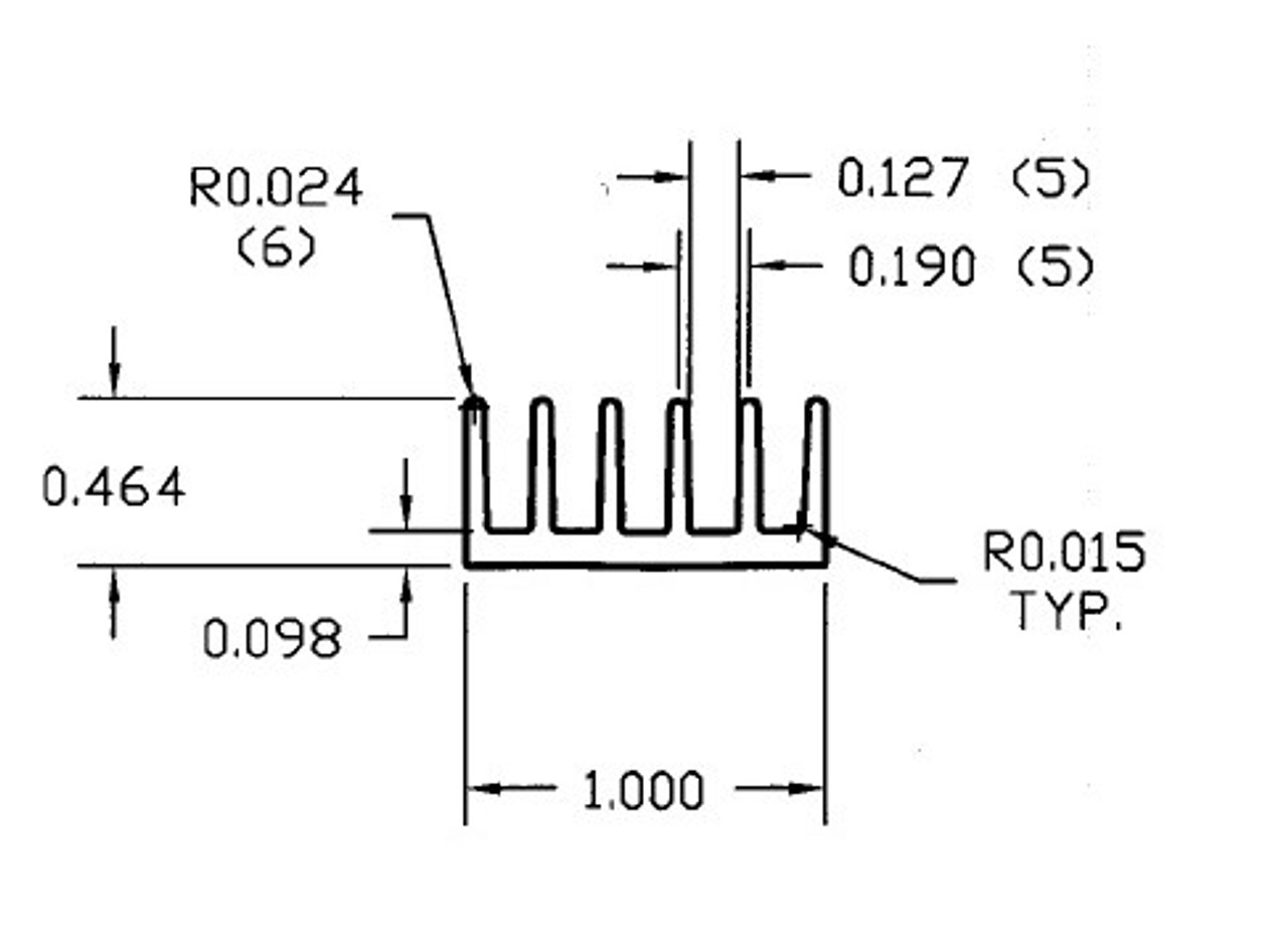 1.000" Wide Extruded Aluminum Heatsink