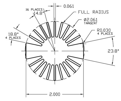 NOTE:  Inner base circle diameter is 1.00"