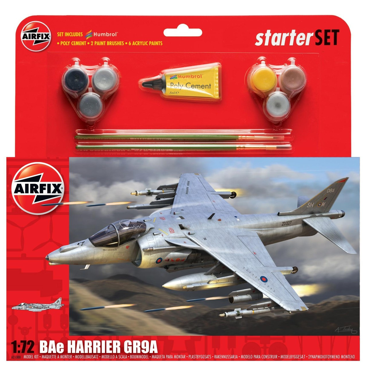 Airfix A55300 Large Starter Set - BAe Harrier GR9A 1:72 Scale Model Kit