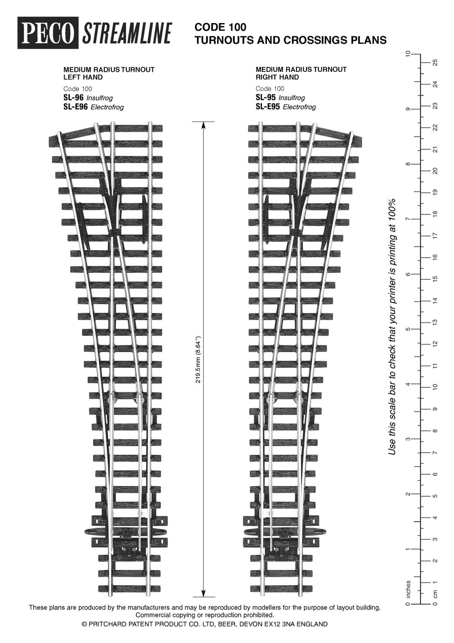 Peco SL-95 Track Code 100 Medium radius R/H OO/HO