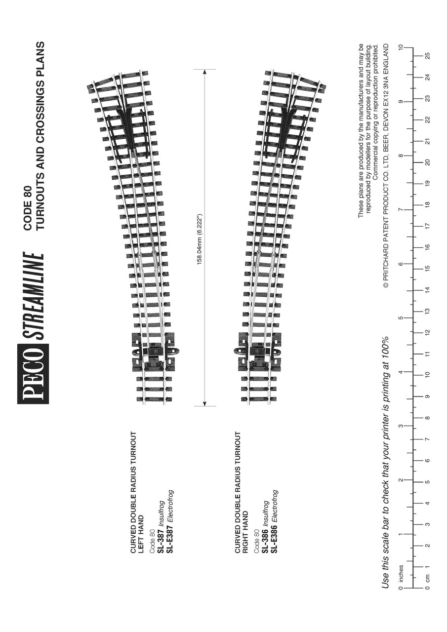 Peco SL-386 Track Code 60 Curved double radius R/H Gauge Rail Accessories