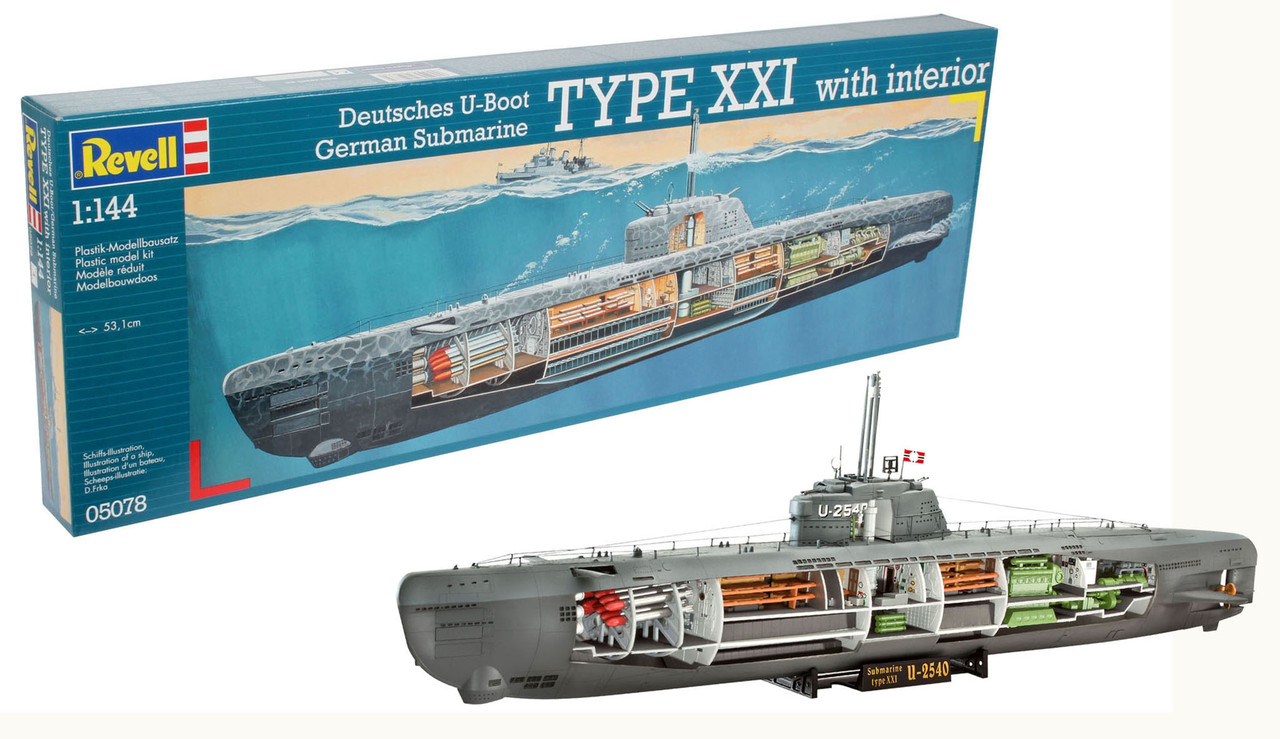 Revell 05078 1:144 German Submarine Type XXI with interior