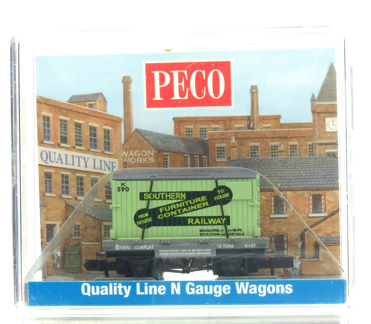  Peco NR-24 Conflat Wagon with Container Furniture Removals SR