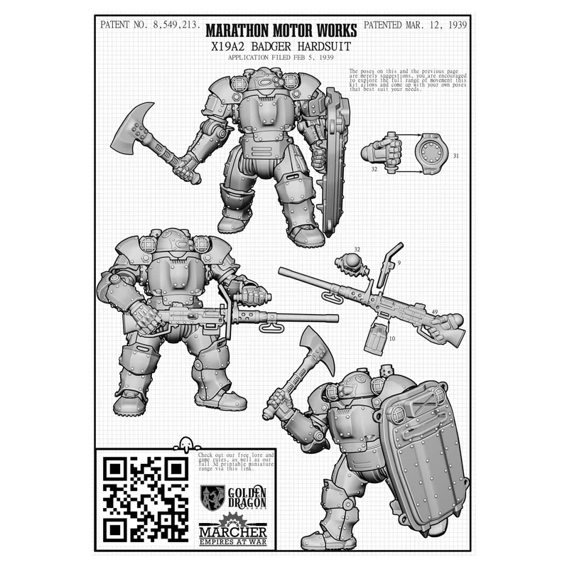 Wargames Atlantic Marcher Empires At War USA X19A2 Badger Hardsuits