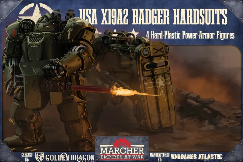 Wargames Atlantic Marcher Empires At War USA X19A2 Badger Hardsuits