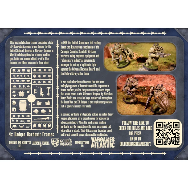 Wargames Atlantic Marcher Empires At War USA X19A2 Badger Hardsuits