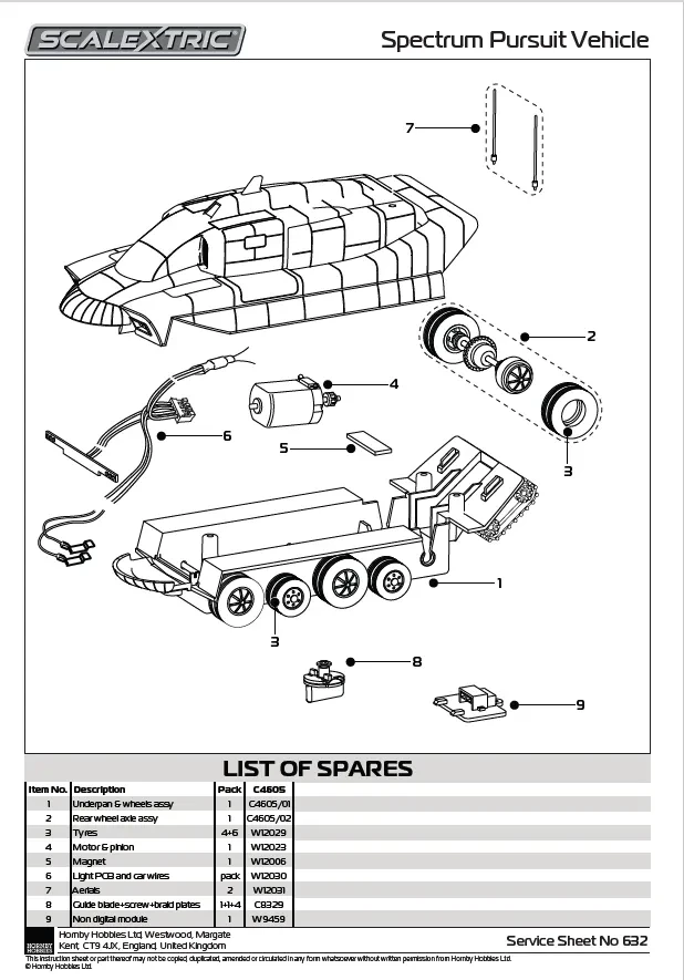 Scalextric C4605 Spectrum Pursuit Vehicle (SPV) - Captain Scarlet
