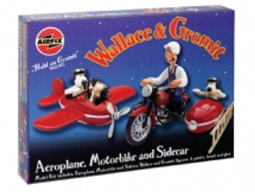 Airfix 50100 Wallace & Gromit /Aeroplane & Motorbike And Sidecar AN1100 - 1:24 Scale Figures