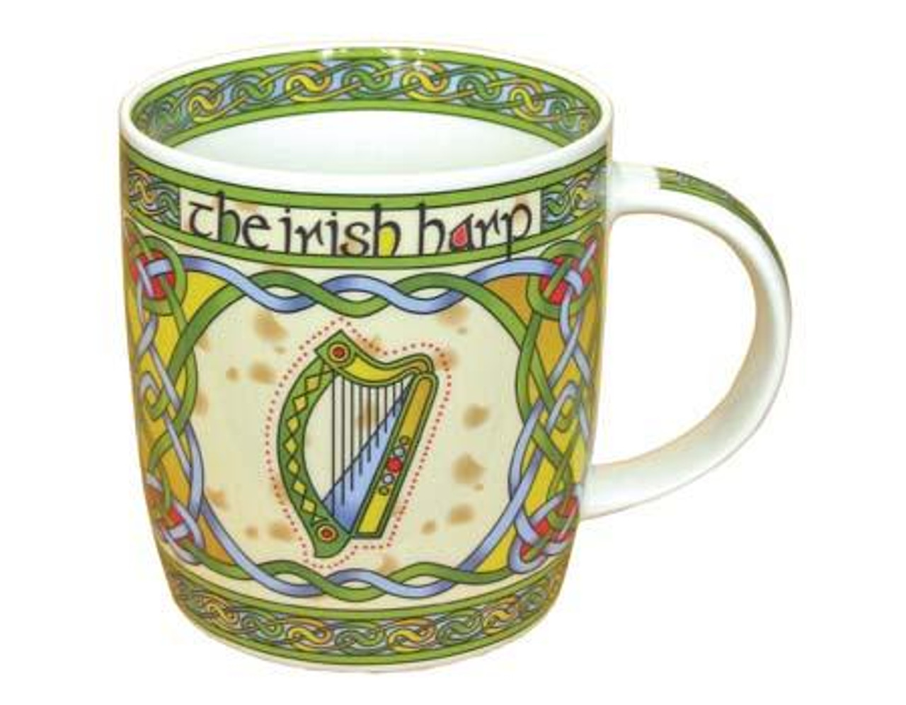 Irish Designed Pottery Mug With A Celtic Cross Design, Green Colour