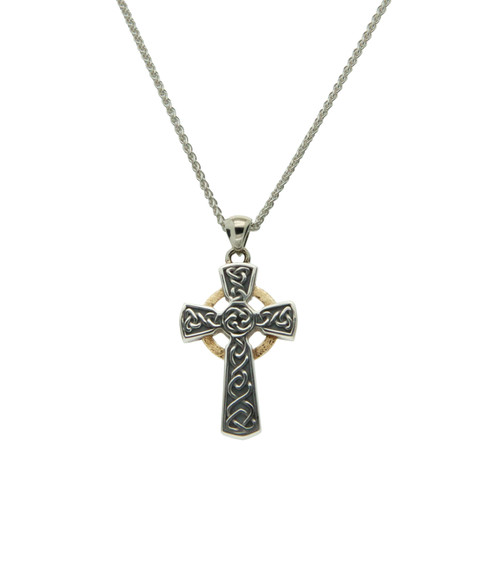 SS Oxidized + 10K Circle Cross Sm Pendant SS Oxidized + 10K Circle Cross Sm Pendant