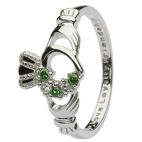 SL75 Sil GR/CZ Claddagh Ring SL75 Sil GR/CZ Claddagh Ring