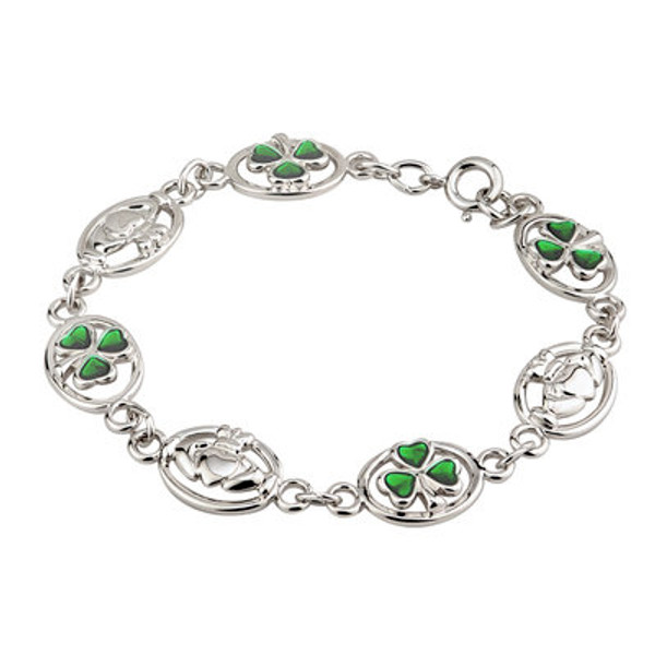 S5514 RP Shamrock Claddagh Bracelet S5514 RP Shamrock Claddagh Bracelet