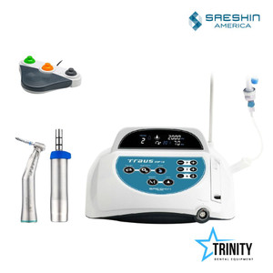 Saeshin Traus Sip10 Dental Implant Motor with 20:1 LED Push Button Handpiece by www.trinitydentalequipment.com
