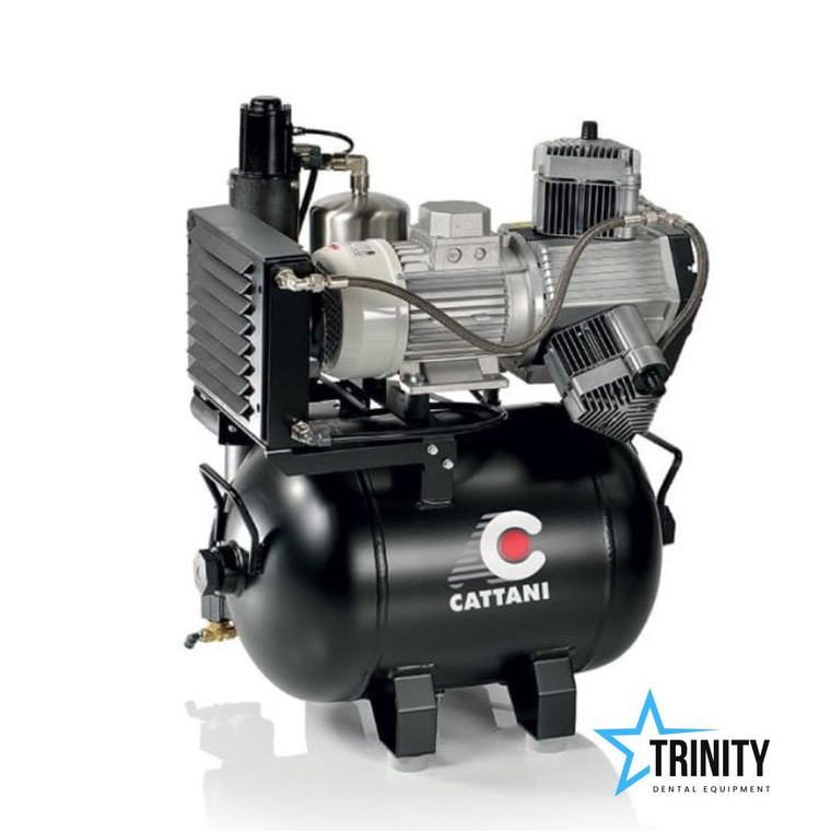 Cattani AC300 Single Head 3-Cylinder Dental Oil-Free Air Compressor by www.trinitydentalequipment.com