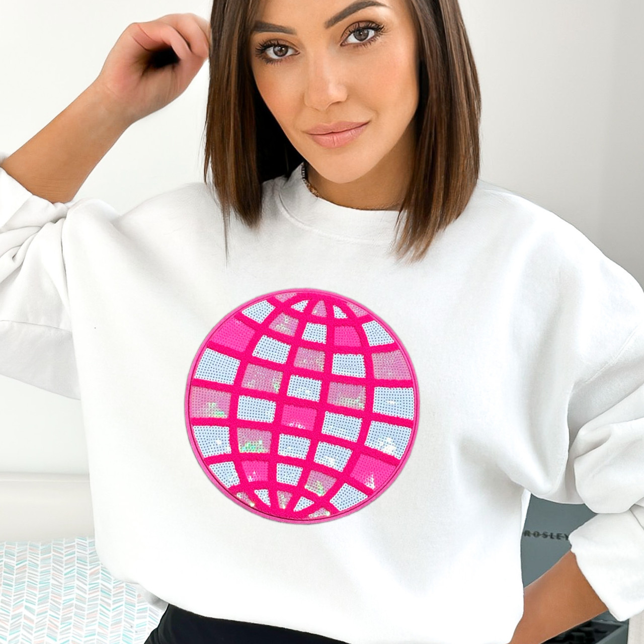 Disco Ball Sweatshirt in Hot Pink – One and Only Paper