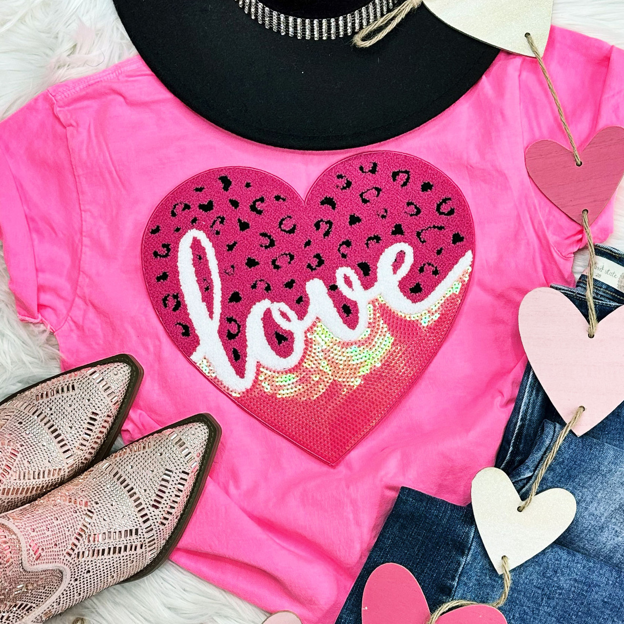 XOXO Sequin Patch Pigment Dyed Tee