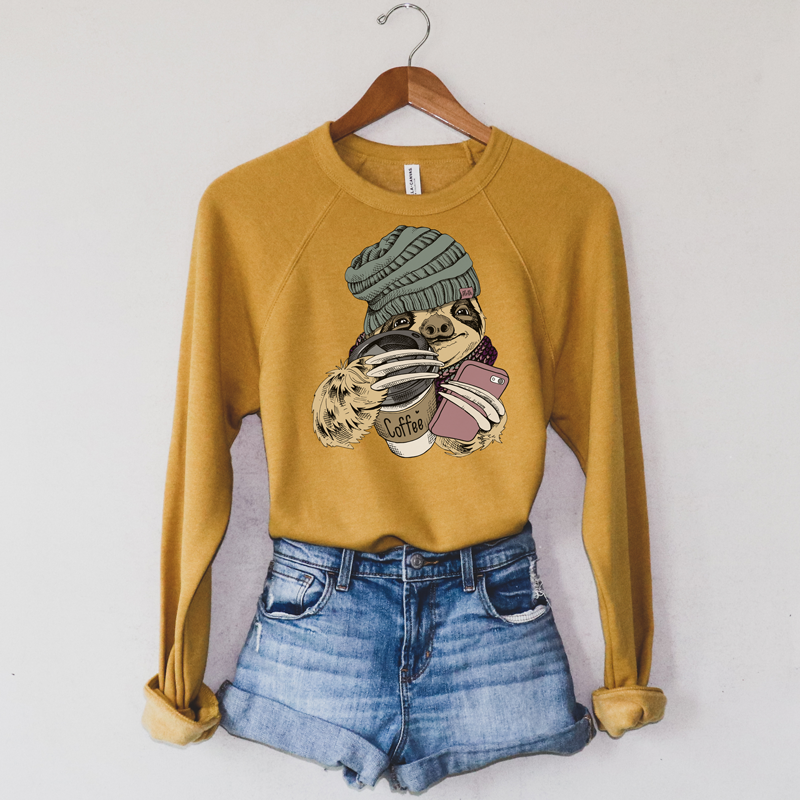 Winter Sloth Heather Mustard Crewneck 