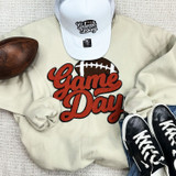 Red Orange Game Day Chenille Patch Crewneck Sweatshirt
