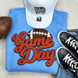 Red Orange Game Day Chenille Patch Crewneck Sweatshirt