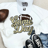 Metallic Gold Football Game Day Chenille Patch Crewneck Sweatshirt