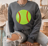 Sequin Softball Chenille Patch Crewneck Sweatshirt