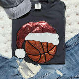 Santa Hat Basketball Sequin Tee Santa Hat Basketball Sequin Tee